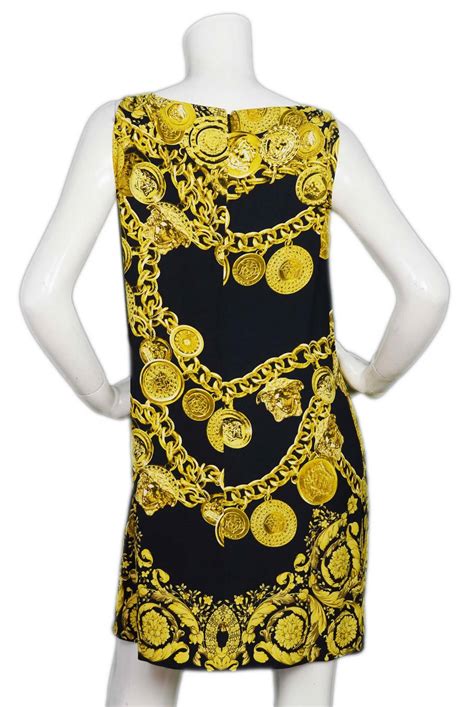 versace gold dress|versace gold chain print dress.